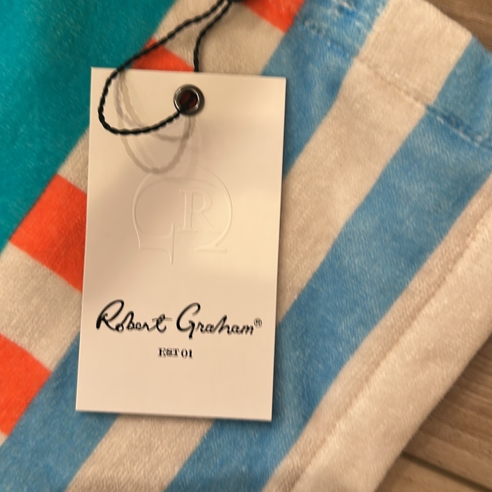 Robert Graham Vibrant Beach Towel - Blue, Orange, and Cream - Picture 3 of 4